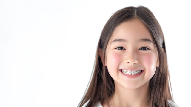 小児矯正の治療を受けている子ども