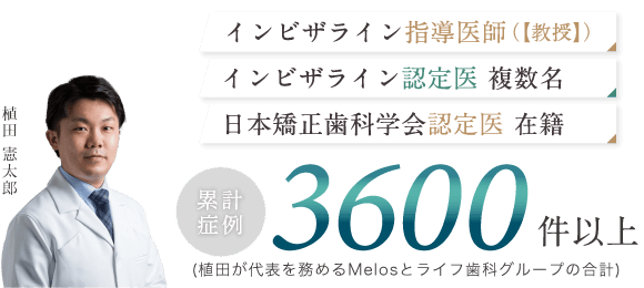 インビザライン指導医師（【教授】）、インビザライン認定医 複数名、日本矯正歯科学会認定医 在籍